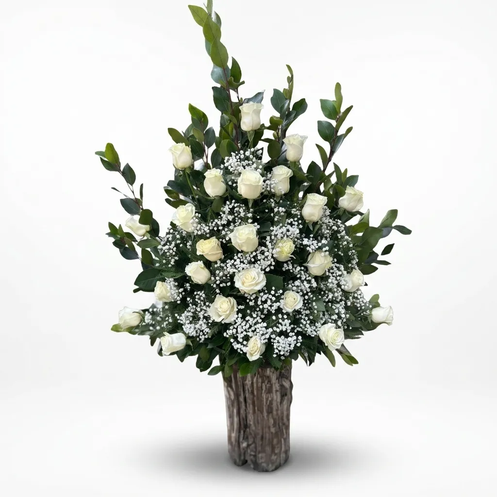 Pie de urna de 25 rosas
